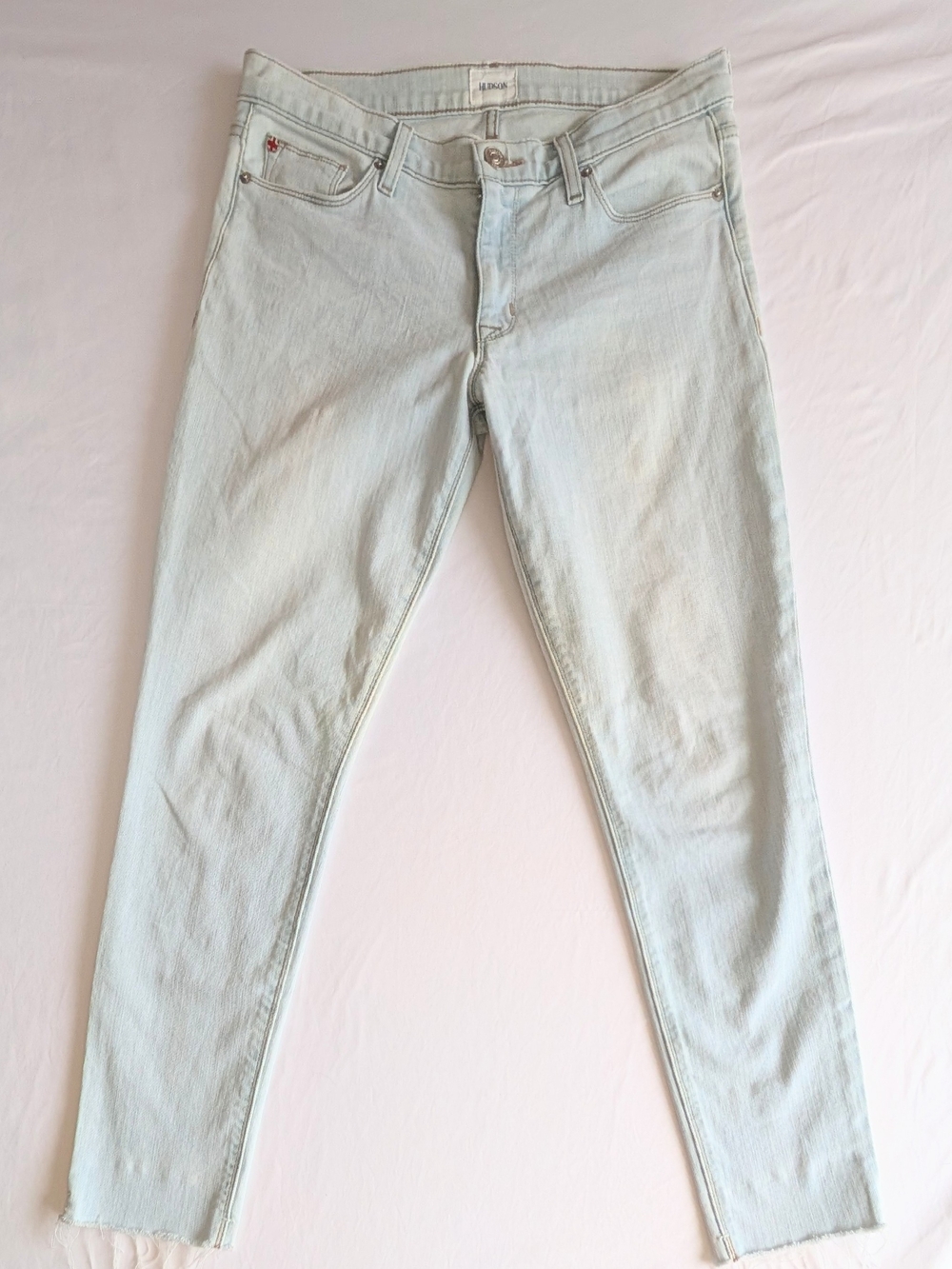 Hudson Krista Low Rise Super Skinny Ankle Jeans Light Blue Size 30